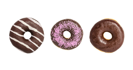 Assorted donuts on white background, various donutsの写真素材