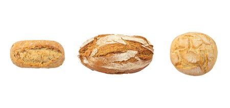 Set Bread isolated on white backgroundの写真素材
