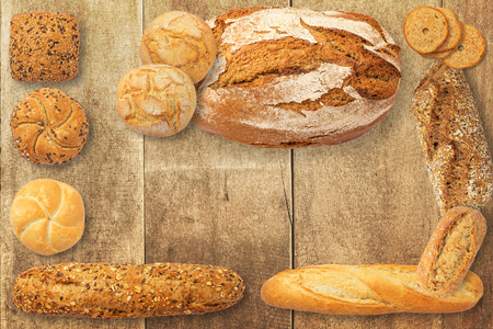 Assortment of baked breadの写真素材
