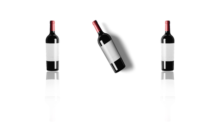 bottles of wine isolated on whiteの写真素材