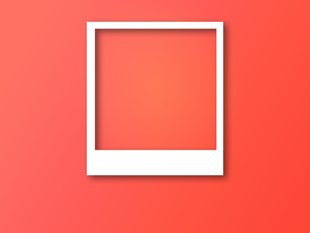 Photo frame with space for text and soft shadow isolated on trendy color background.の写真素材