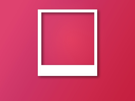 Photo frame with space for text and soft shadow isolated on trendy color background.の写真素材