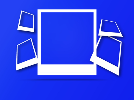 Photo frames with space for text and soft shadow isolated on trendy color background.の写真素材