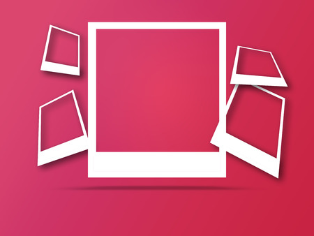 Photo frames with space for text and soft shadow isolated on trendy color background.の写真素材