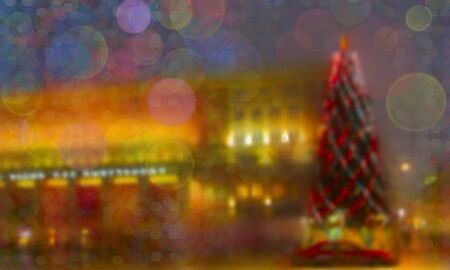 City night light blur bokeh, defocused backgroundの写真素材