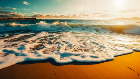 Waves on the beach as background. Beautiful natural summer background. summer holidays conceptの素材