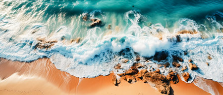 Waves on the beach as background. Beautiful natural summer background. summer holidays conceptの素材
