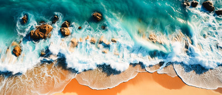 Waves on the beach as background. Beautiful natural summer background. summer holidays conceptの素材