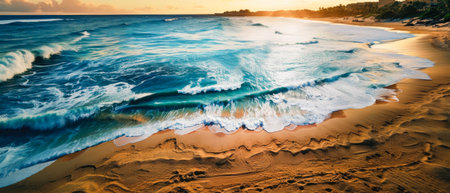 Waves on the beach as background. Beautiful natural summer background. summer holidays conceptの素材