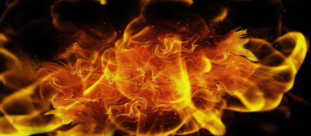 Fire flame on transparent background. Fire overlay effect.の写真素材