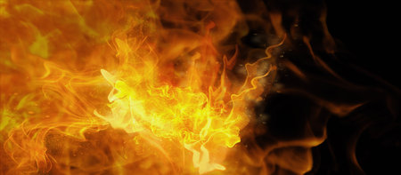 Fire flame on transparent background. Fire overlay effect.