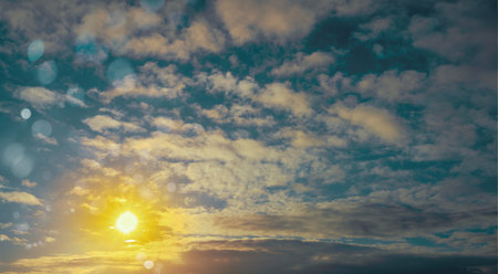 Sky Overlay. Beautiful bright sky with fluffy clouds. Nature sky with transparent background.の写真素材