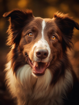 Portrait of a happy border collie. Close-up portrait of a cheerful happy border collie head detailの素材