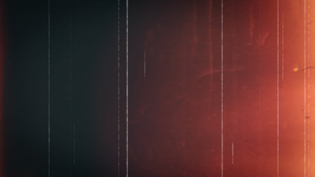 Abstract distressed film burn texture with warm light leak, scratches, dust, and dark vintage...