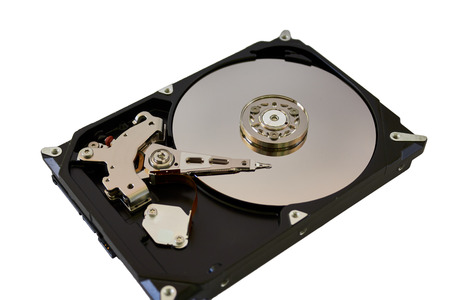 Disassembled colorful hard drive from the computer, opened hard drive from the computer hdd. Part of computer pc, laptop.の写真素材