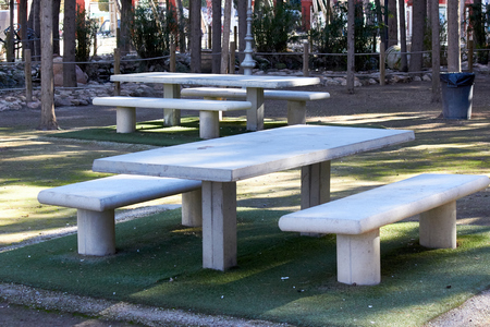 concrete block bench, great design for any purpose.の写真素材
