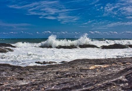 Waves On The Beach Of A mediateranea Sea Andalusia Spainの写真素材