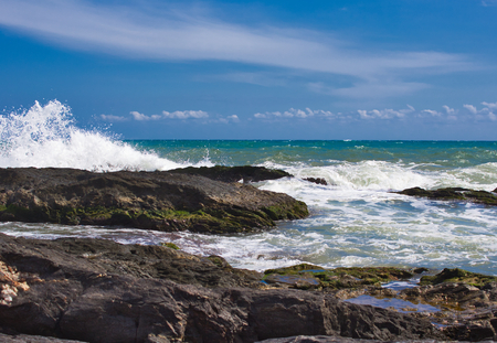 Waves On The Beach Of A mediateranea Sea Andalusia Spainの写真素材