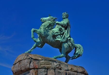 Monument of famous ukranian hethman Bogdan Khmelnitsky in Kiev, Ukraine