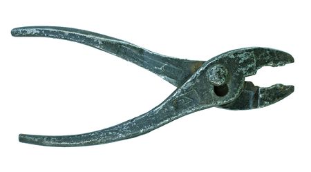 antiqueing solid-metal Old tools isolated on whiteの写真素材