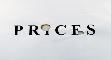 raked inscription of "prices"の写真素材