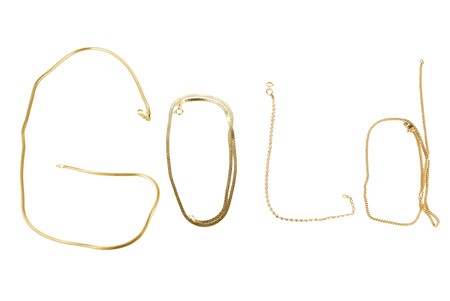 gold chainlets are built in form word gold