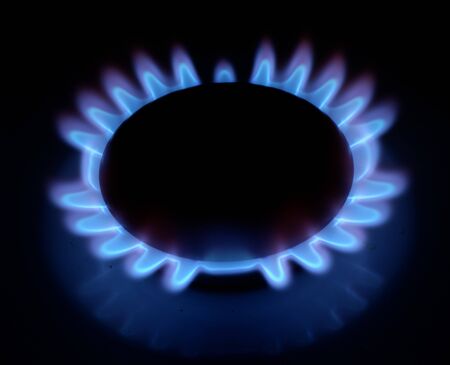 Gas torch (ring) with a dark blue flame