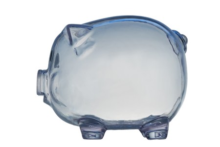 money box in form transparent plastic pigの写真素材