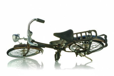 a toy bicycle is isolated on a white backgroundの写真素材