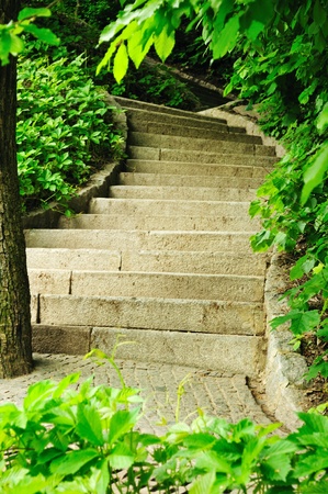 step stone staircase in the ruins of the ancient cave city