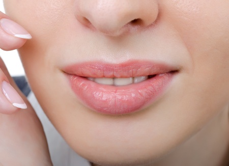 female sensual lips closeup without makeupの写真素材
