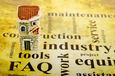 layout of an apartment house is on the background of words related to the constructionの写真素材