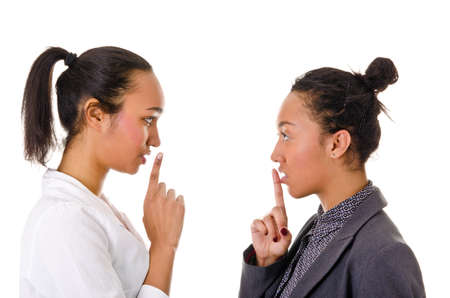 portrait of two dark-skinned women on white background