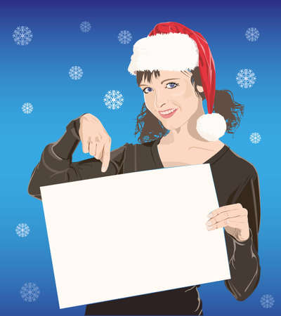 young girl in Santa hat gesturingのイラスト素材