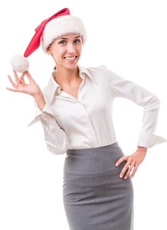 young woman in office attire. The figure is isolated on a white background with the clipping pathの写真素材
