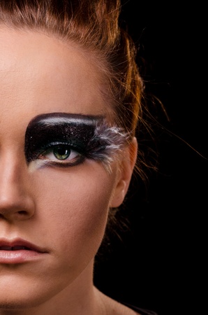 portrait of a young woman with fantasy makeupの写真素材