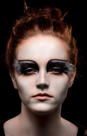 portrait of a young woman with fantasy makeupの写真素材