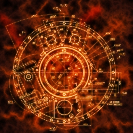 Design drawings of cover nonexistent internal combustion engine.の写真素材