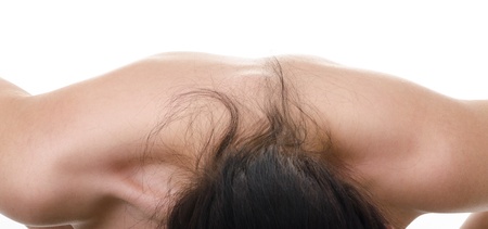 female back in reverence close-upの写真素材