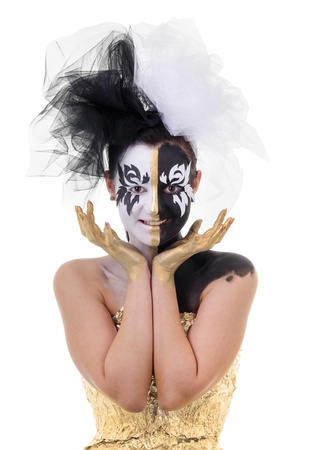 Young woman in the character of " black and white doll "の写真素材