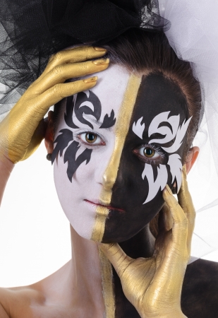 Young woman in the character of " black and white doll "の写真素材