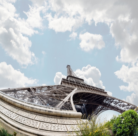PARIS - APRIL 11  View of the Eiffel Tower in the early spring , late eveningon april 11, 2013 in...