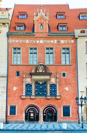 PRAGUE, CZECH REPUBLIC - SEP 07  The facades of houses in the Old Town on Sep 07, 2013   Prague, Czech republicのeditorial素材