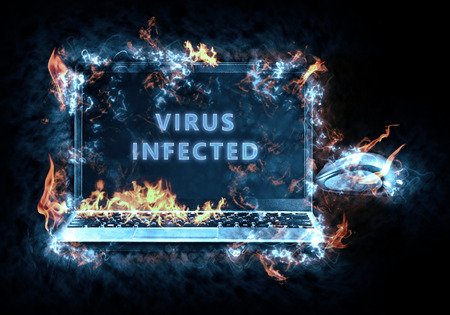 Virus enabled . Illustration created from my own photos of the flameの写真素材