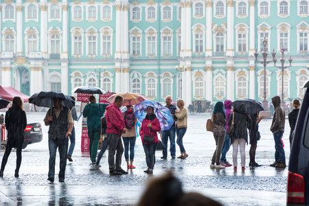 ST. PETERSBURG, RUSSIA - JULY 13, 2016: Winter Palace and Alexander Column through the Arch of General Staff, St Petersburg, Russiaのeditorial素材