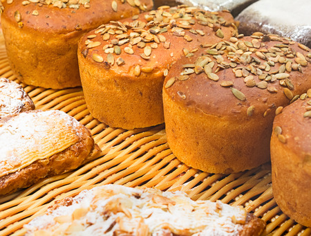 homemade bread with sunflower seedsの写真素材