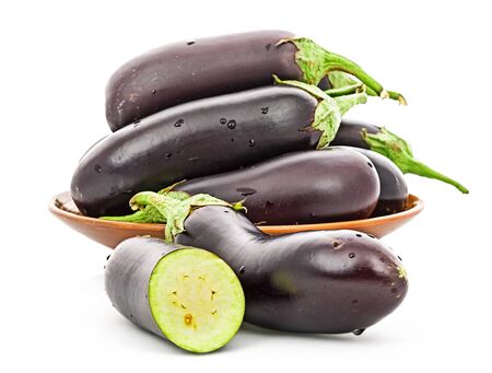 Eggplant . Isolation on a white background with a clipping pathsの写真素材