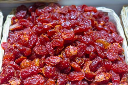 Bright dried berries of dogwood close up