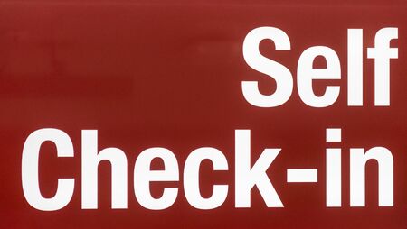 Self Check-in Inscription at the airport Marco Polo, Veniceの写真素材