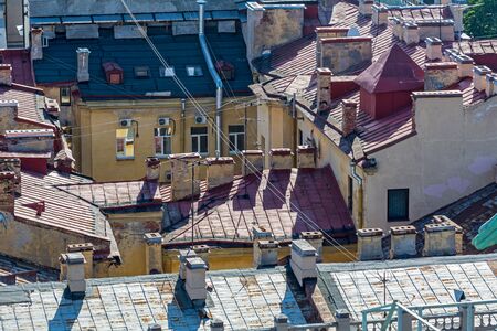 ST. PETERSBURG, RUSSIA - JULY 14, 2016: The old municipal district , view from above. Petersburg, Russiaの写真素材